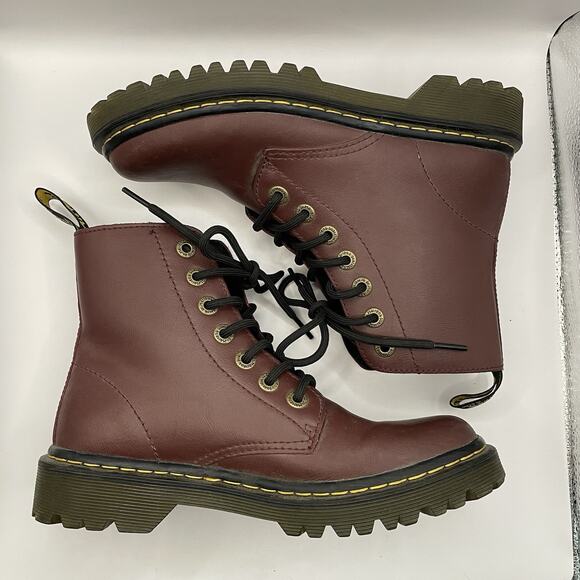 Dr Martens Luana Dark Cherry Red Leather Lace-Up Combat Boots Womens 6 AW004 - Picture 3 of 7